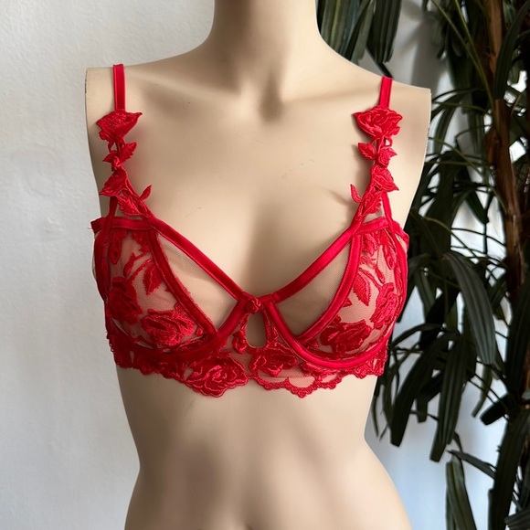 For Love & Lemons Floral Mesh Bra - Picture 1 of 7